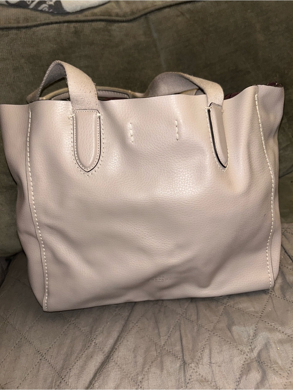 Women's Coach Leather Tote Bag in Light Taupe